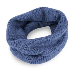 1154 Ladies Checked 100% Cashmere Snood- Denim Blue- Made In Scotland
